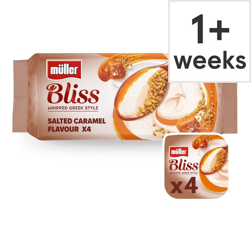 Muller Bliss Whipped Greek Style Salted Caramel Cheesecake Yogurts 4x100g