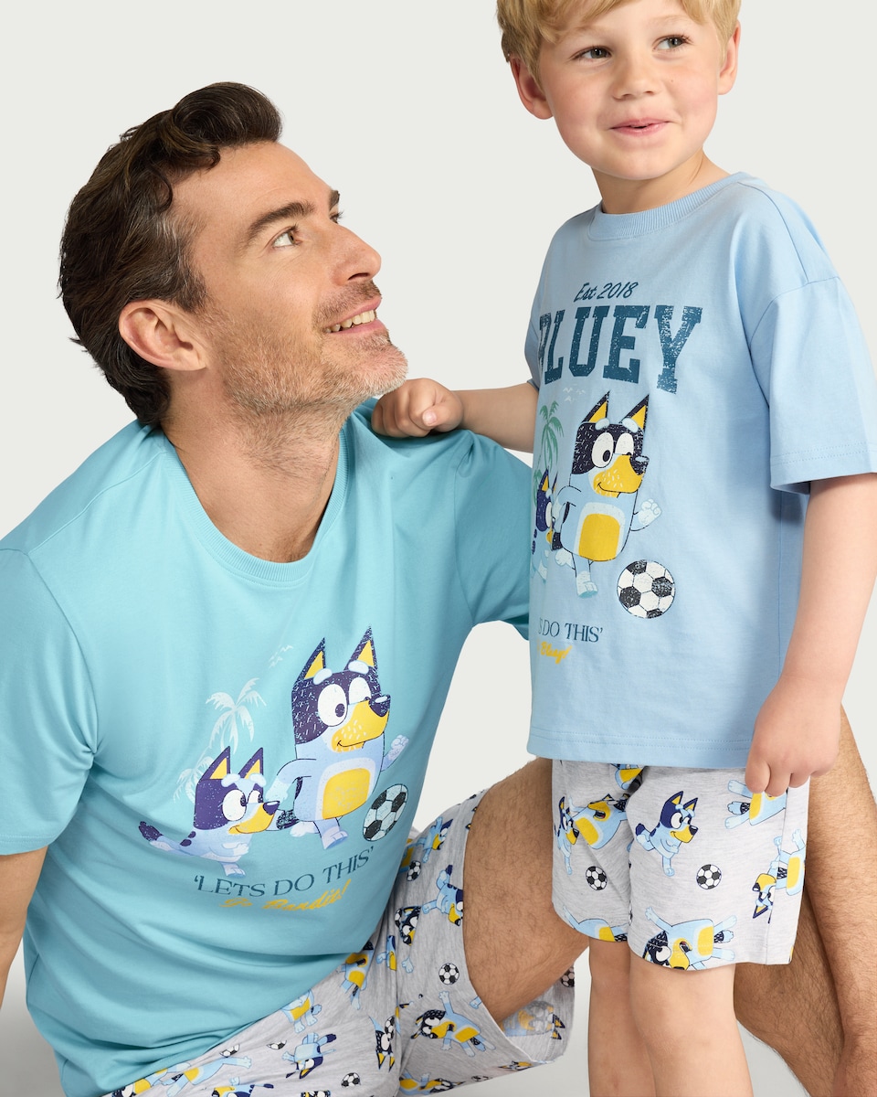 image 1 of Bluey Pure Cotton Short Pyjama Set in Multi