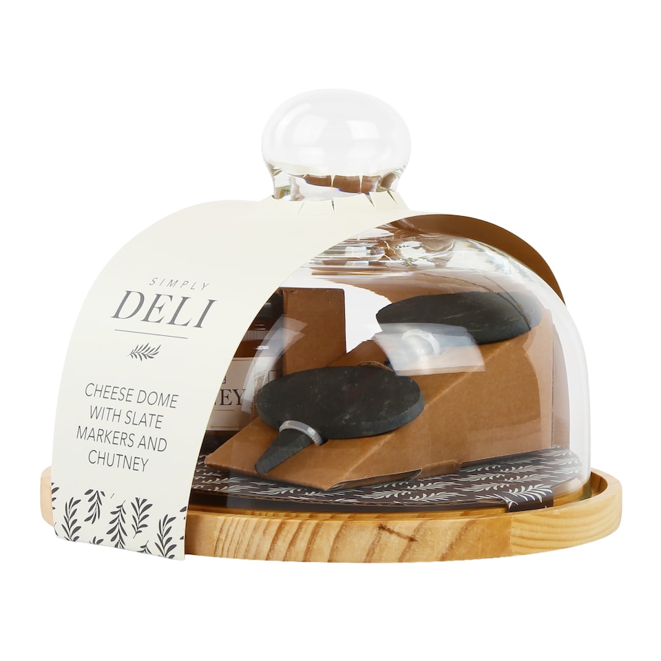 image 1 of Kimm & Miller Deli Cheese Dome With Slate Markers And Chutney Gift Set