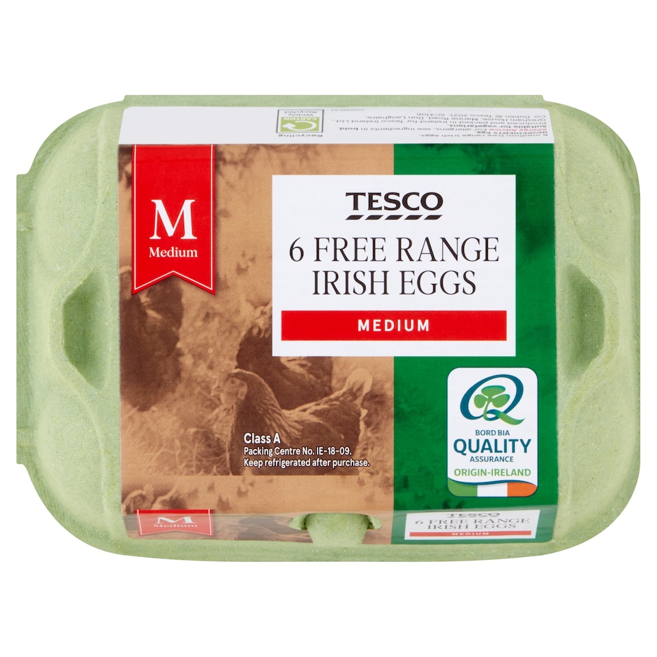 Tesco Free Range Eggs Medium 6 Pack