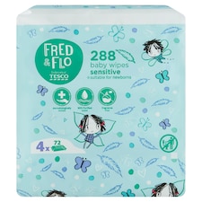 Fred & Flo illatmentes, nedves babatörlőkendők érzékeny bőrre 4 x 72 db