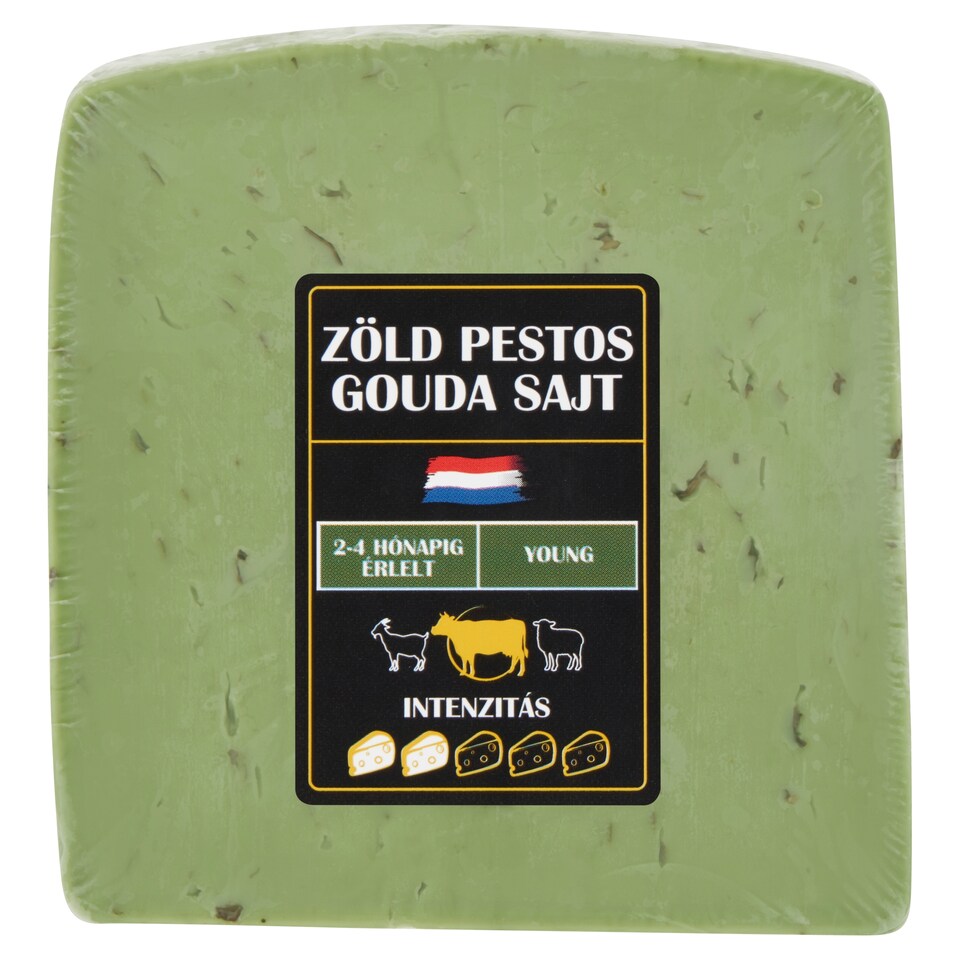 Lecker Fat, Semi-Hard Gouda Cheese with Green Pesto Flavour