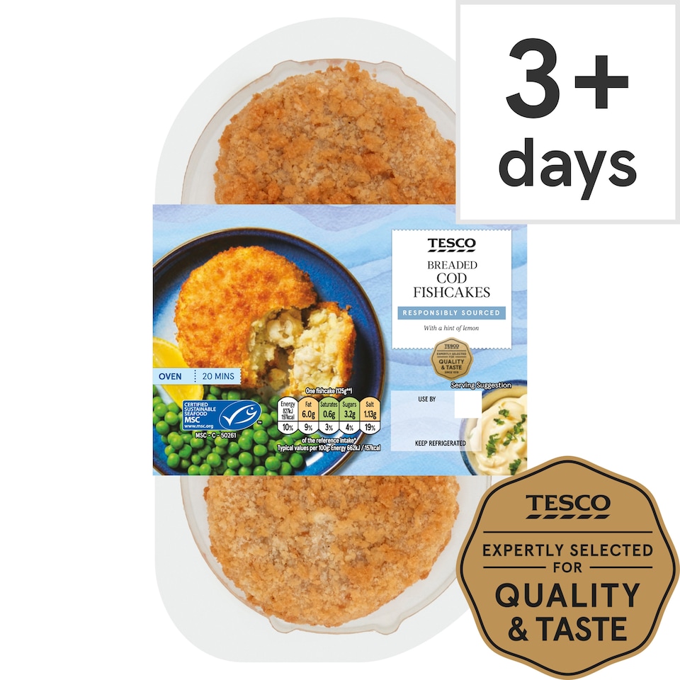 Tesco 2 Cod Fishcakes 270G