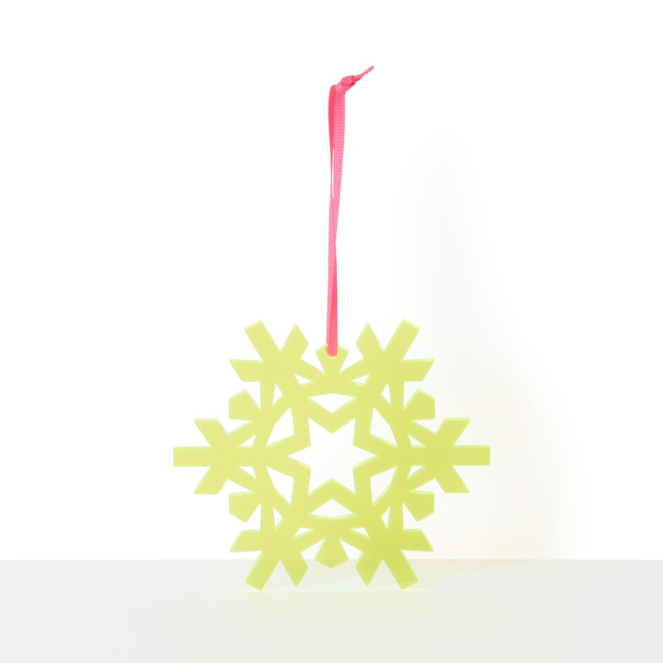 image 1 of Paperchase Neon Christmas Hanging Snowflake Decoration - Yellow