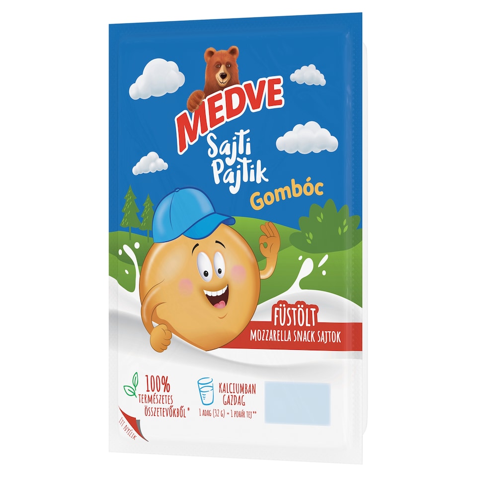 Medve Sajti Pajtik Gombóc füstölt mozzarella snack sajtok 96 g