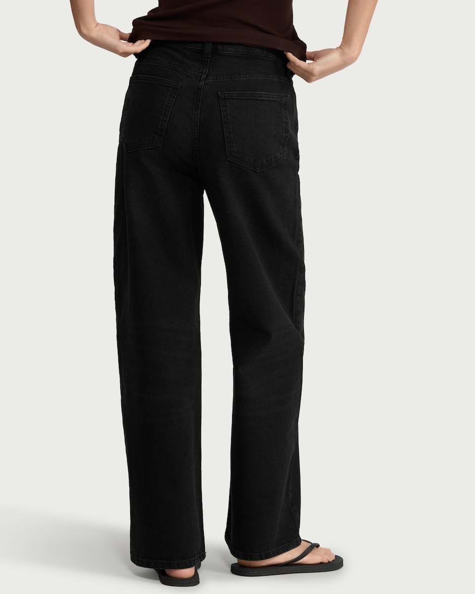 image 1 of F&F High Rise Wide Leg Jeans in Black
