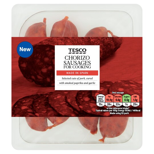 Tesco Chorizo Sausages For Cooking 200G