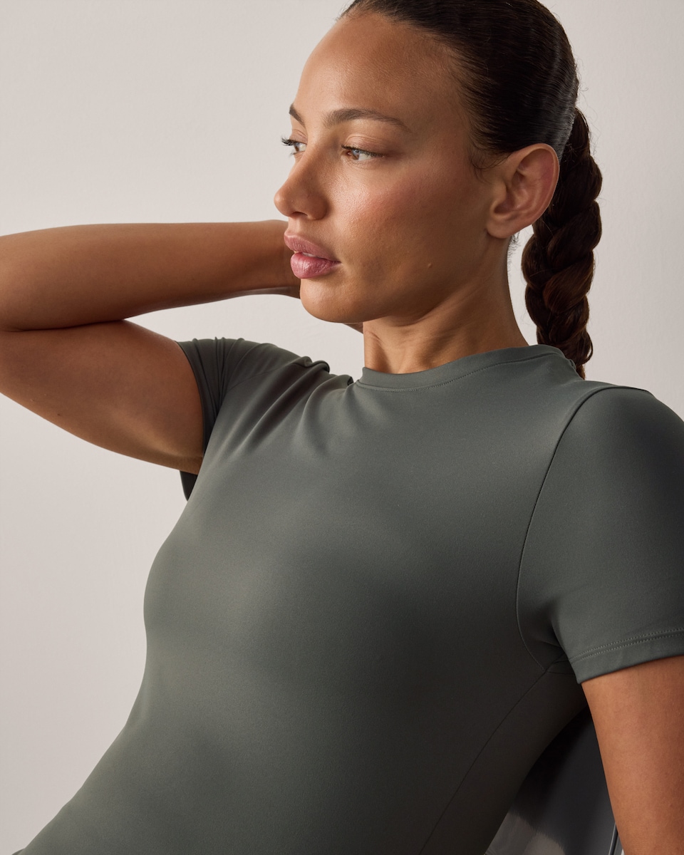 image 1 of F&F Active EVERYHOUR Short Sleeved T-Shirt  in Khaki