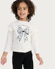 image 1 of F&F Girls 2-Pack Pure Cotton Glitter Bow Long Sleeved Tops in Cream