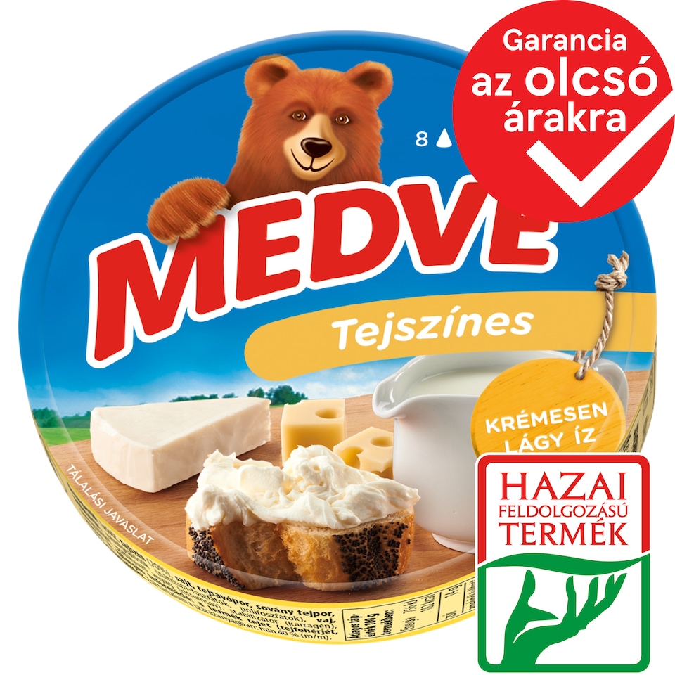 Medve tejszínes kenhető, félzsíros ömlesztett sajt 8 x 17,5 g (140 g)