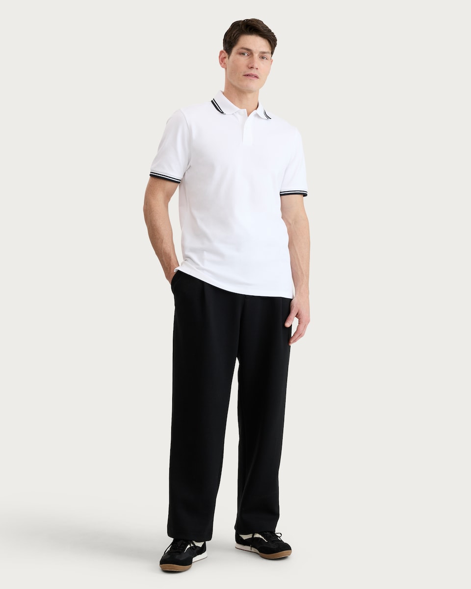 image 1 of F&F Cotton Rich Tipped Short Sleeved Polo Shirt in White