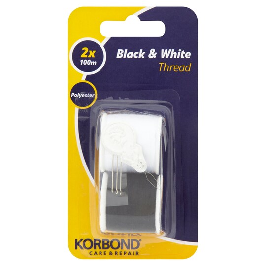 Black/White Twin Pack Thread Tesco Groceries