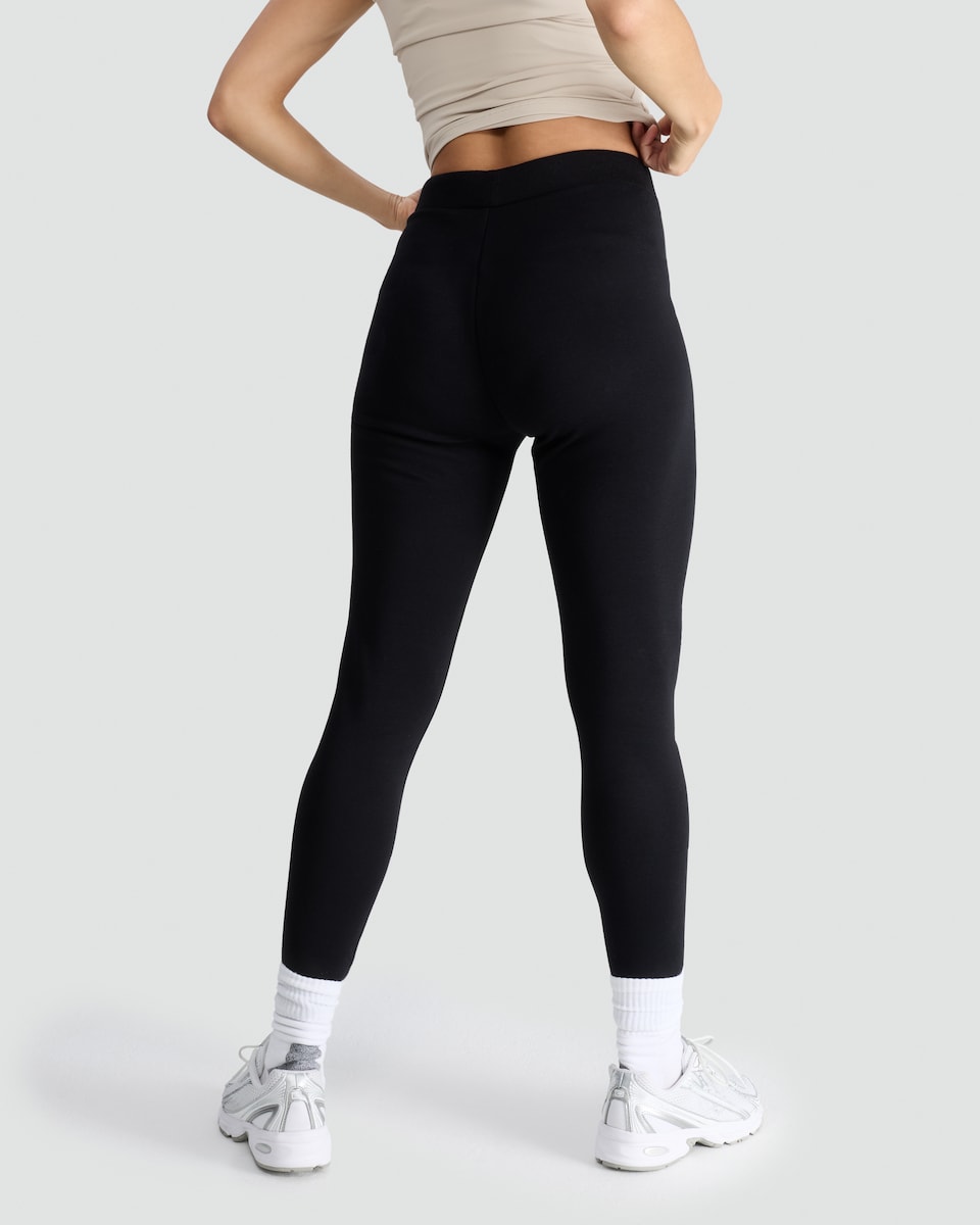 image 1 of F&F Medium Warmth Faux Fur Lined Leggings in Black