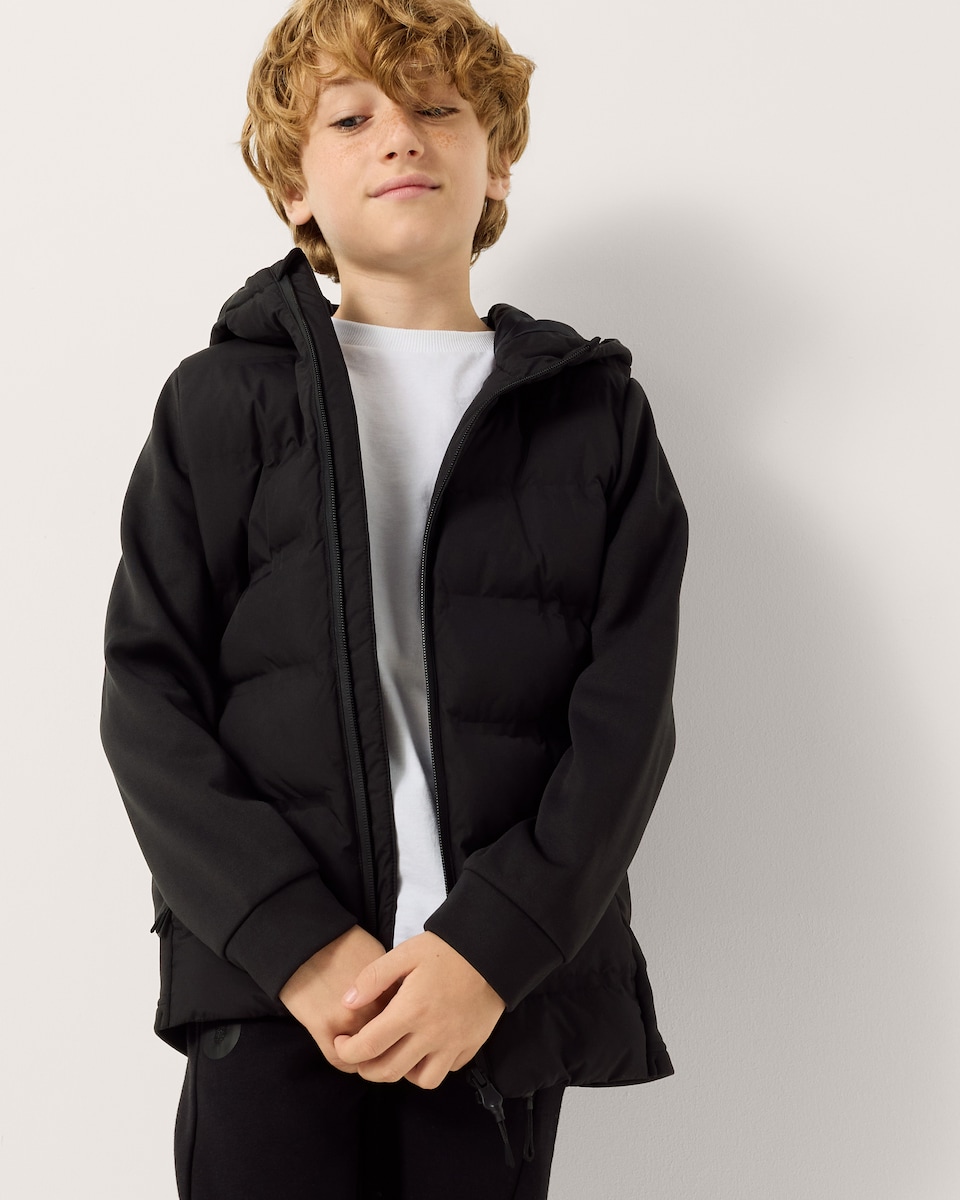 image 1 of F&F Active Boys Hooded Puffer Jacket in Black