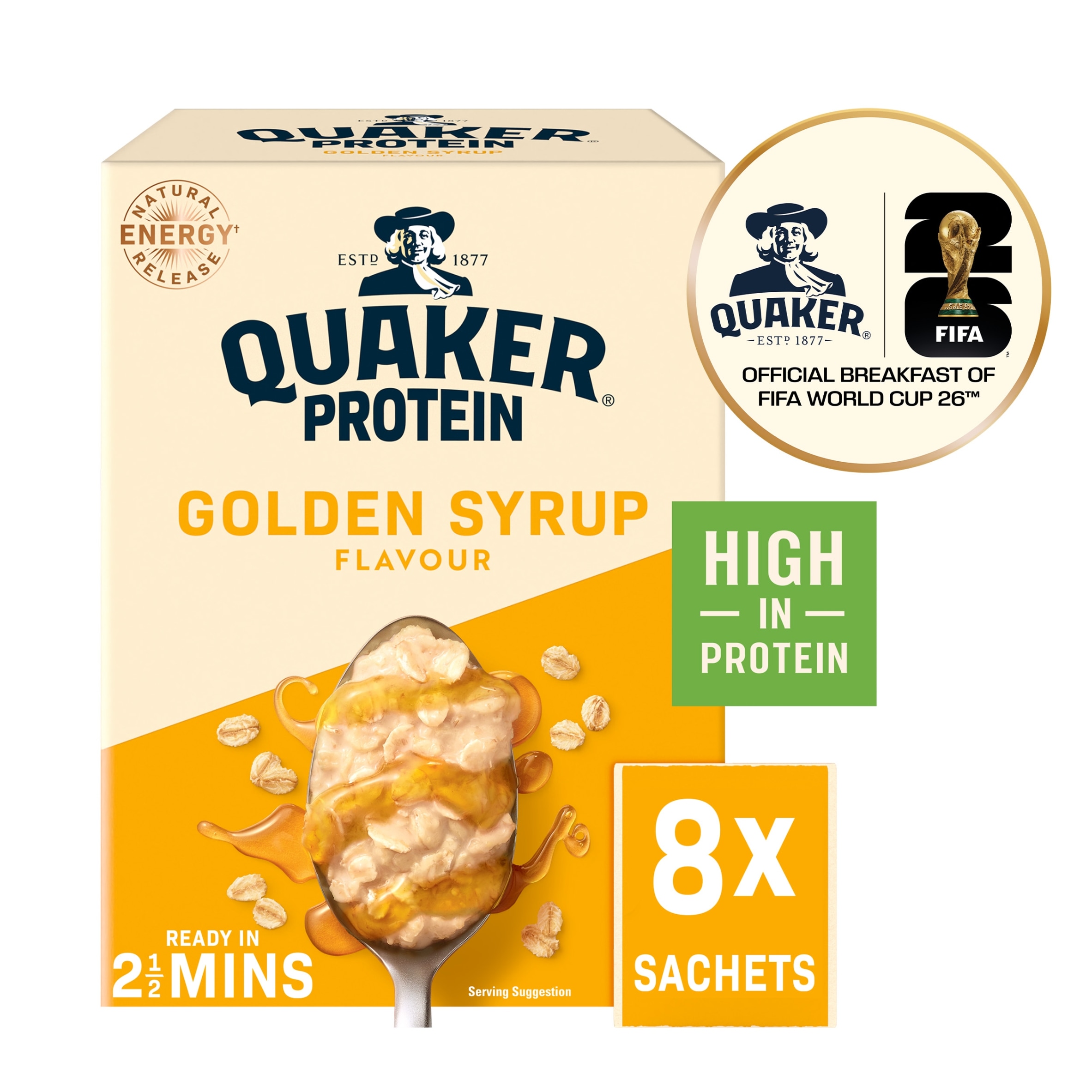Quaker Protein Oat So Simple Golden Syrup Porridge Sachets 8x43g