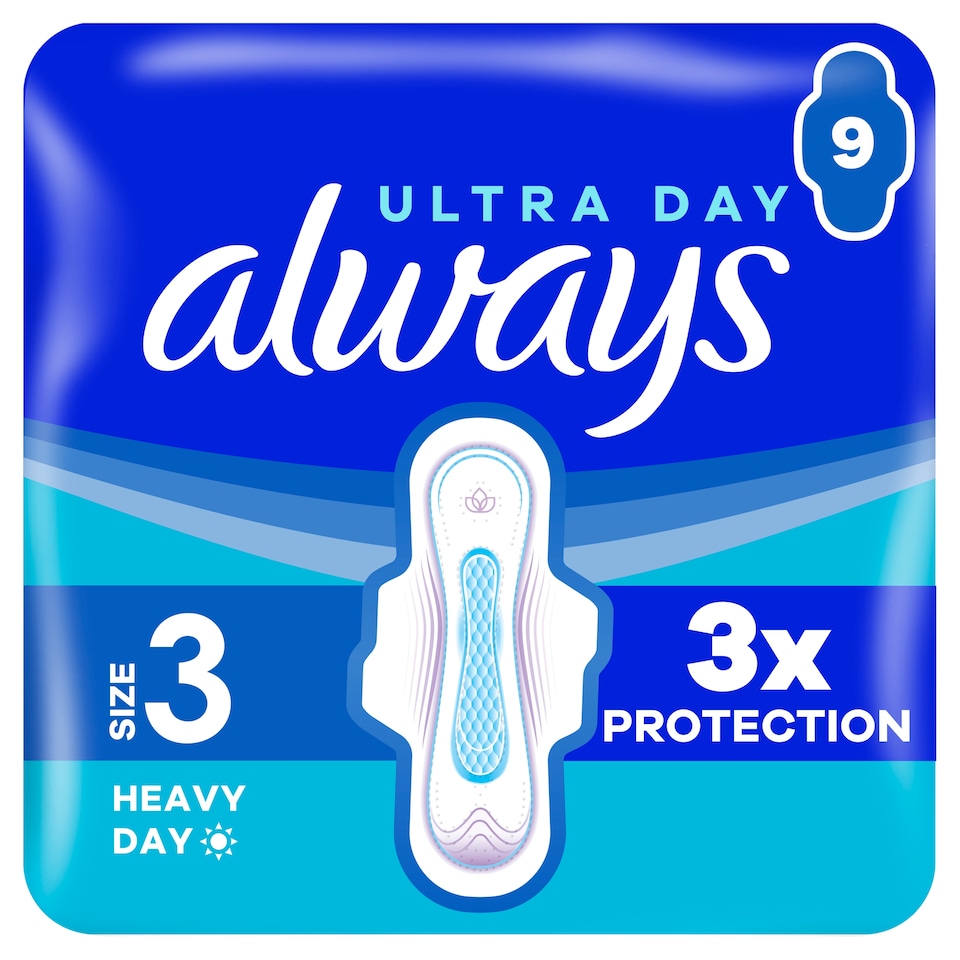 image 1 of Always Ultra Size 3 Night With Wings Sanitary Towels 9 Pack