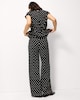 image 4 of F&F Textured Polka Dot Wide Leg Trousers in Multi Black