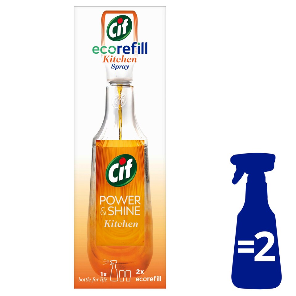 Cif Eco Refill Kitchen Spray Starter Pack 2 X 70 Ml Tesco Groceries