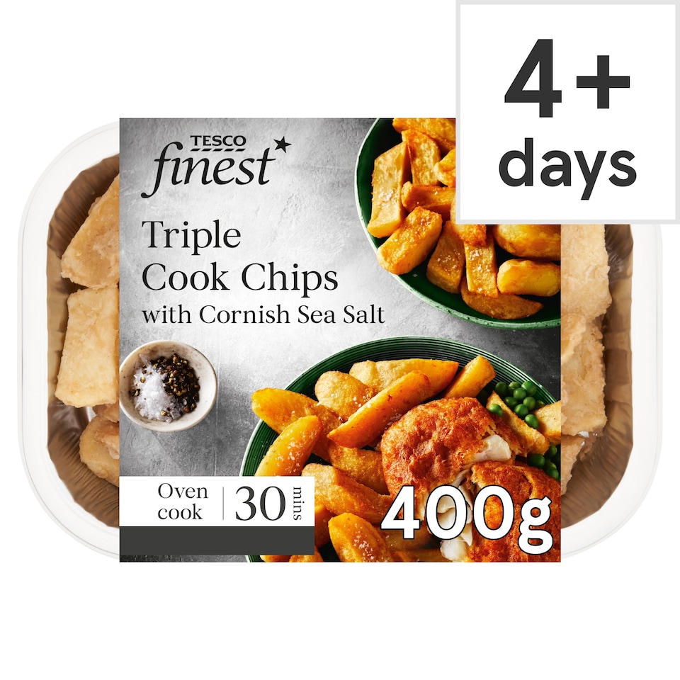 Tesco Finest Triple Cook Chips with Cornish Sea Salt 400g