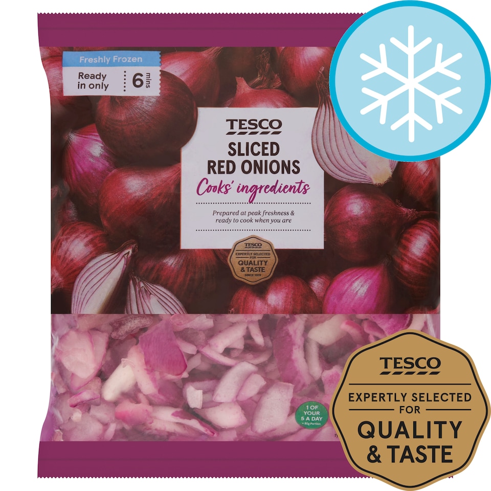 Tesco Frozen Sliced Red Onions 500G