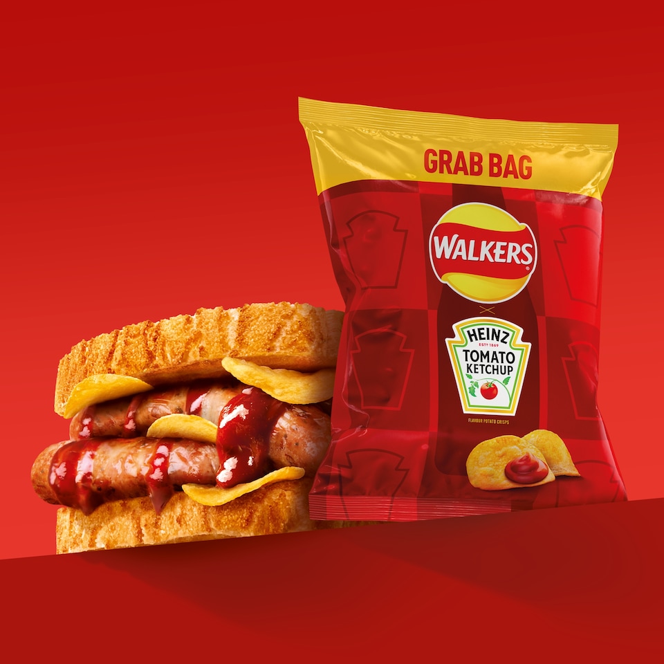 image 1 of Walkers Heinz Tomato Ketchup Grab Bag Crisps 45g
