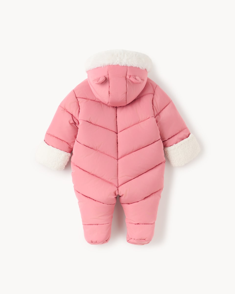image 1 of F&F Baby Padded Shower Resistant Snowsuit in Pink