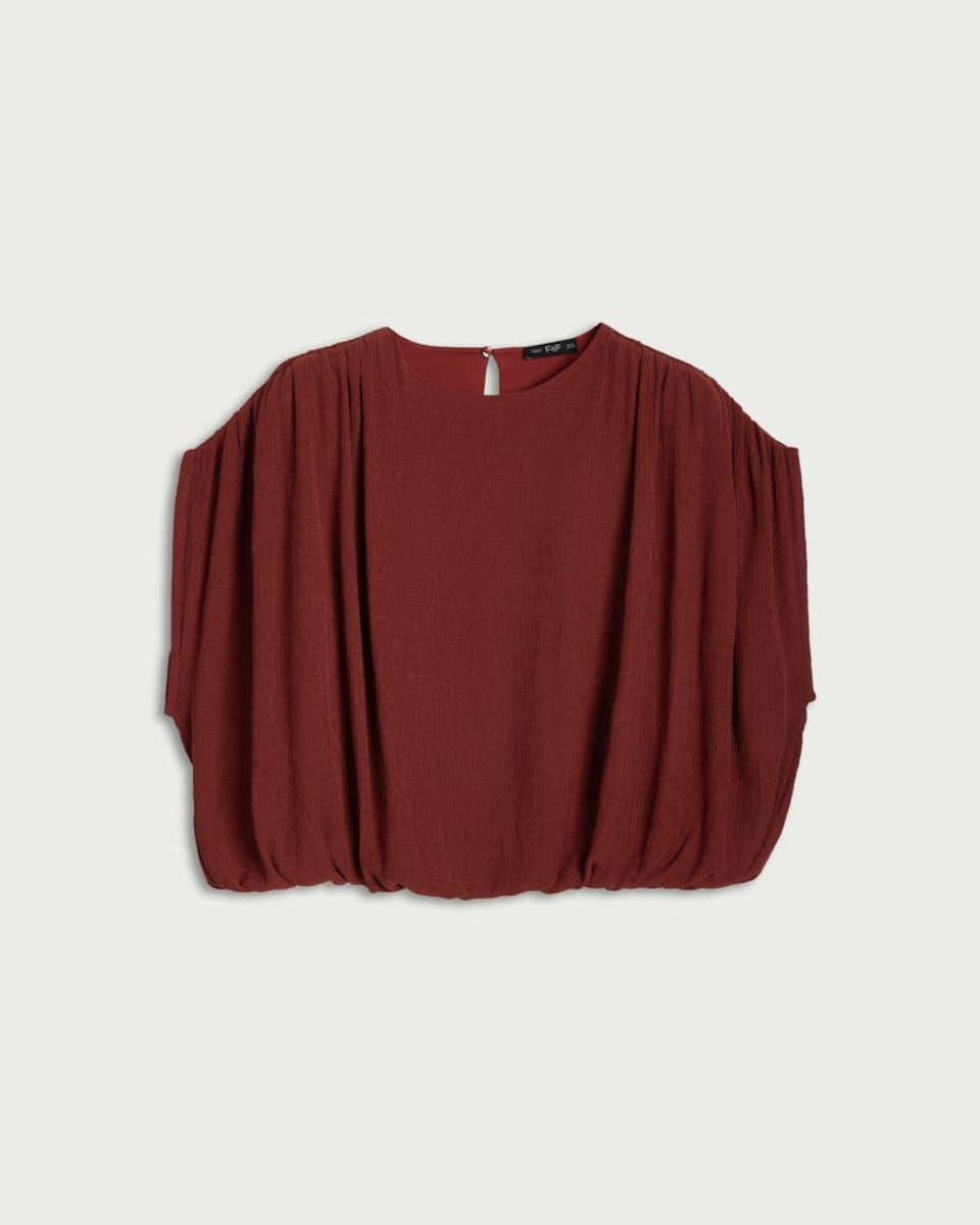 image 1 of F&F Textured Batwing Top in Red