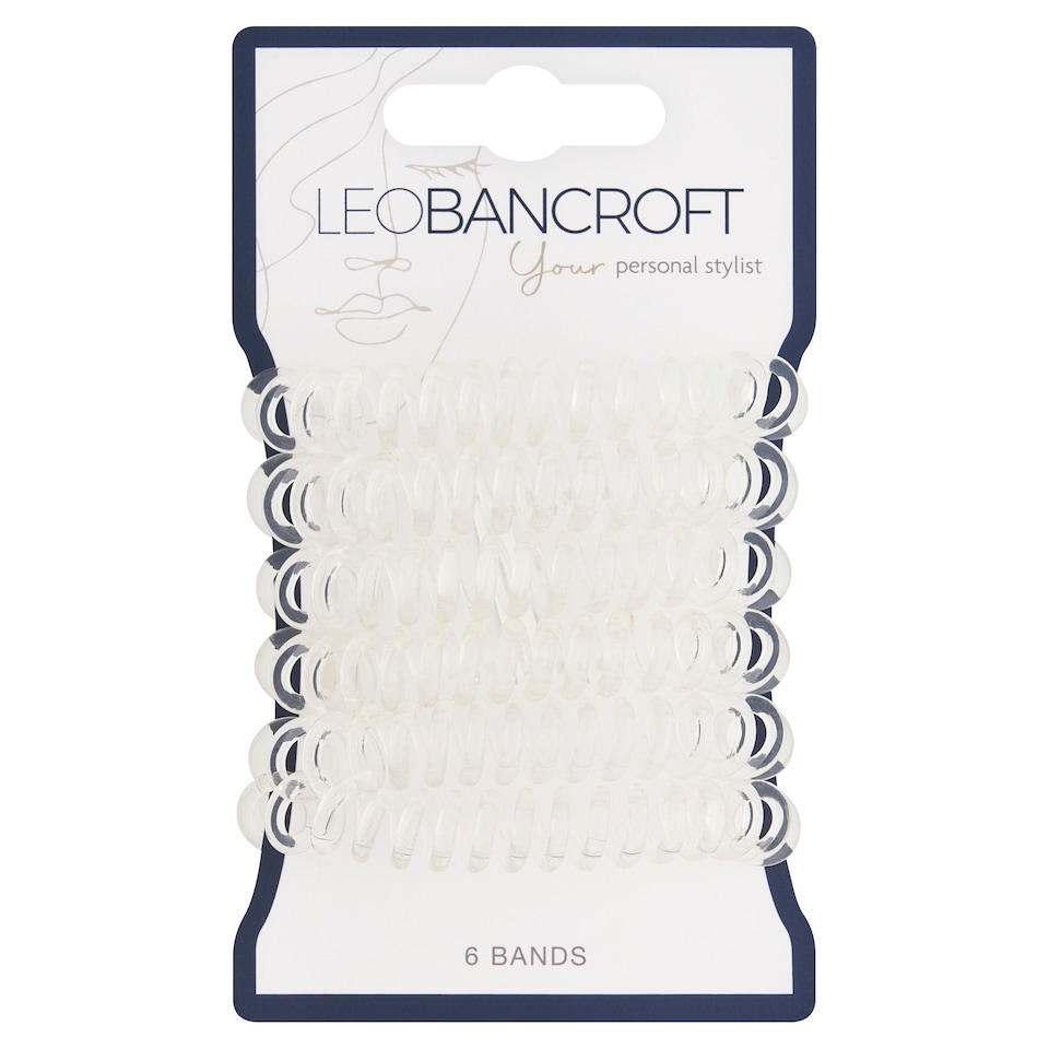 Leo Bancroft Spiral Hairbands Clear 6 Pack