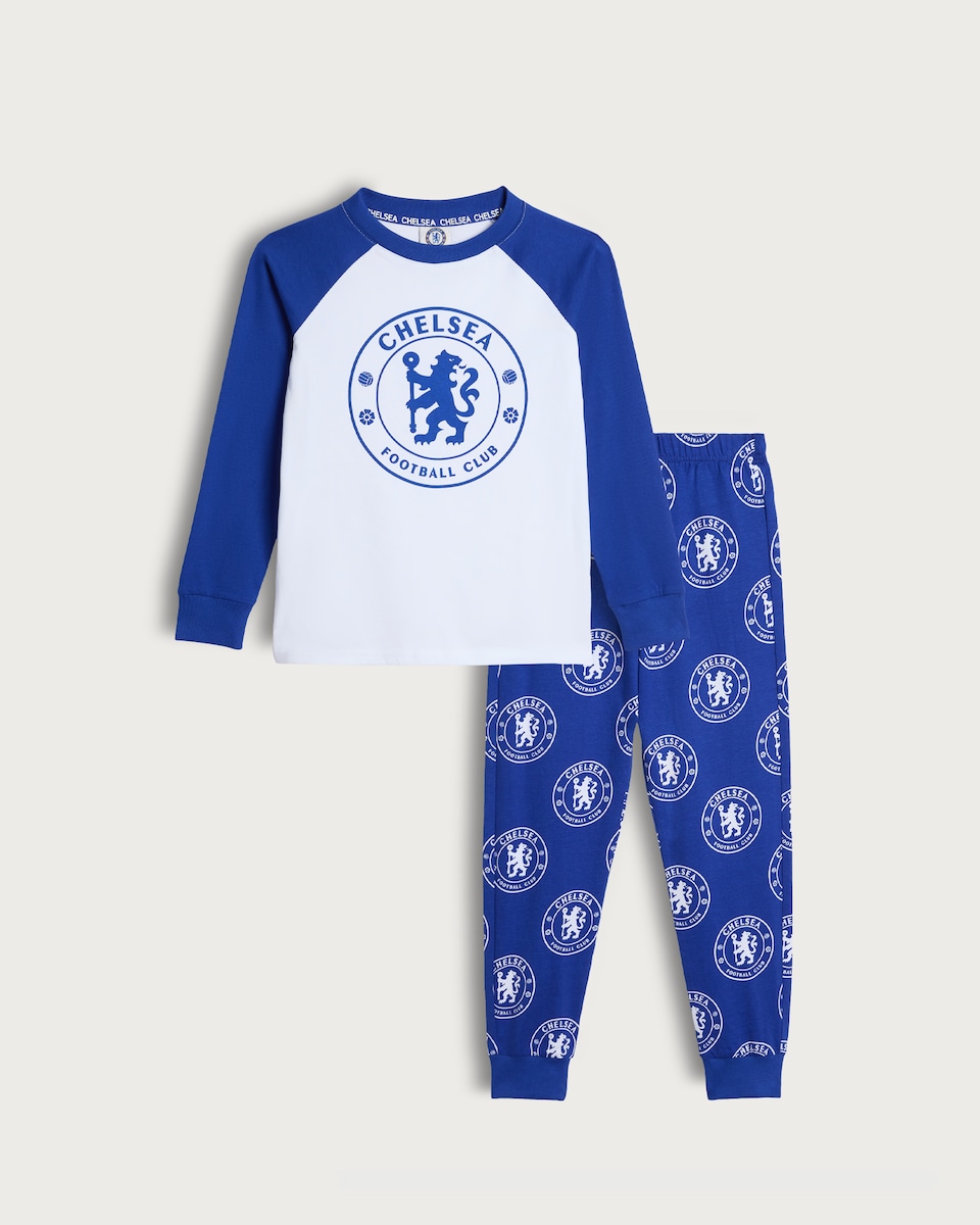 image 1 of Chelsea FC Pure Cotton Pyjama Set in Blue