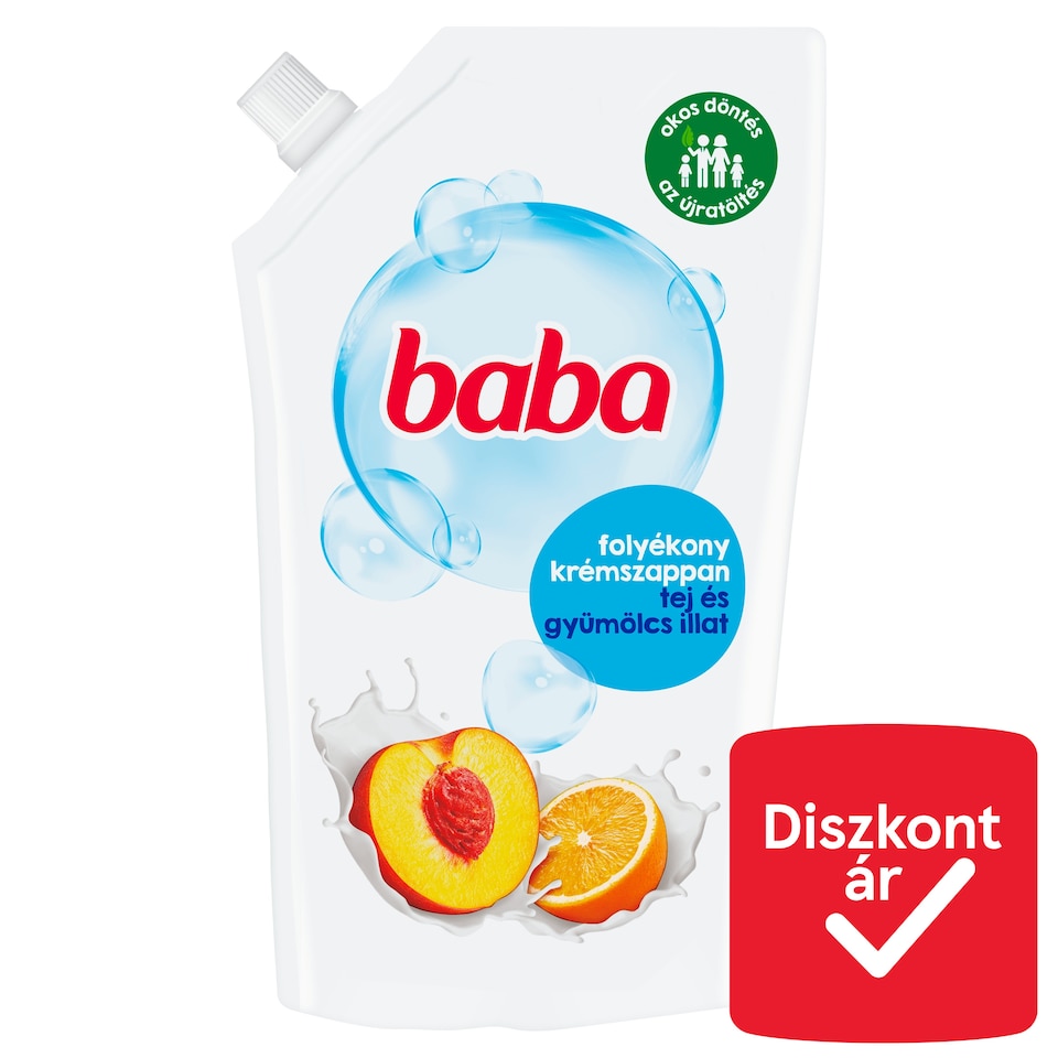 Baba tej és gyümölcs illat folyékony krémszappan utántöltő 500 ml