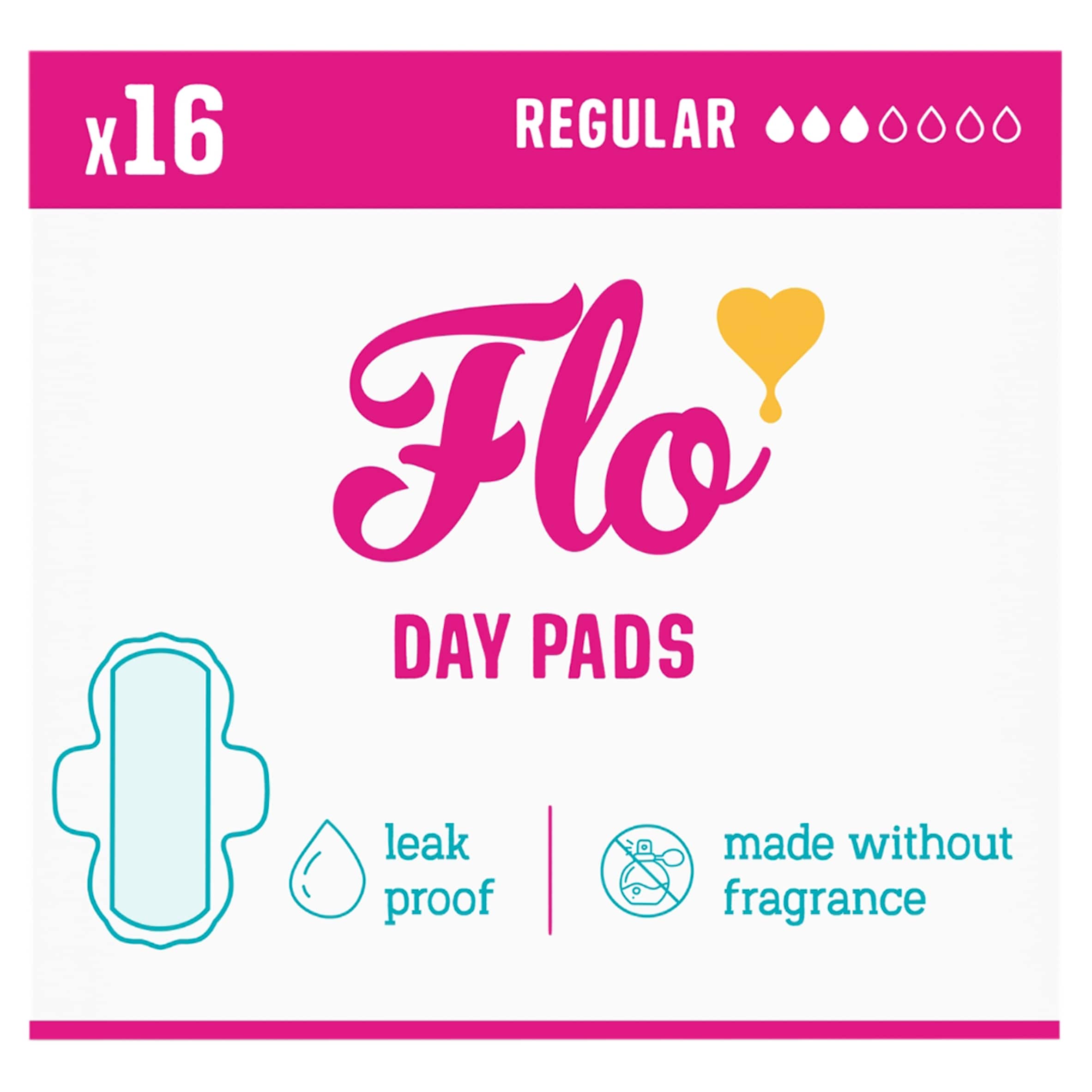 Flo Bamboo Day Period Pads with Wings 16 Pads