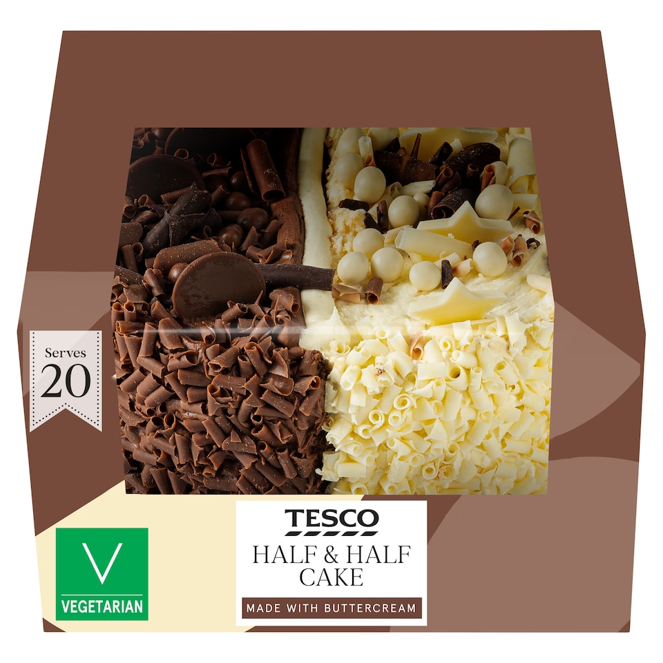 Tesco Half & Half Cake - Vanilla and Chocolate