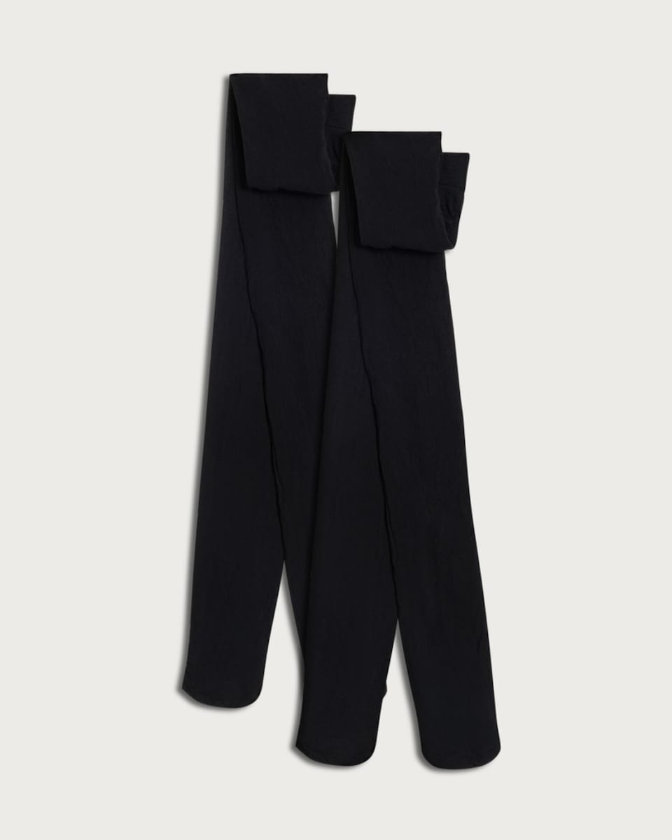 image 1 of F&F 2-Pack 15 Denier Opaque Medium Support Tights in Black