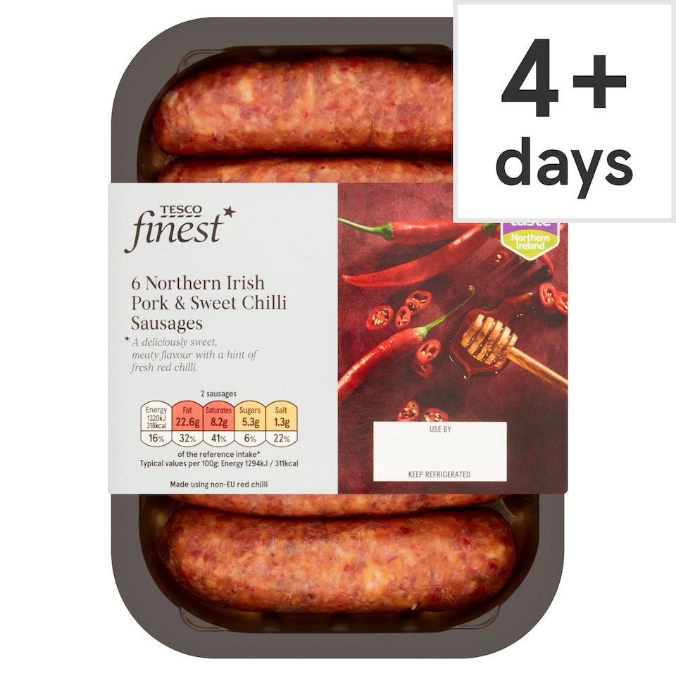 Ni Tesco Finest Pork & Sweet Chilli Sausages 400G