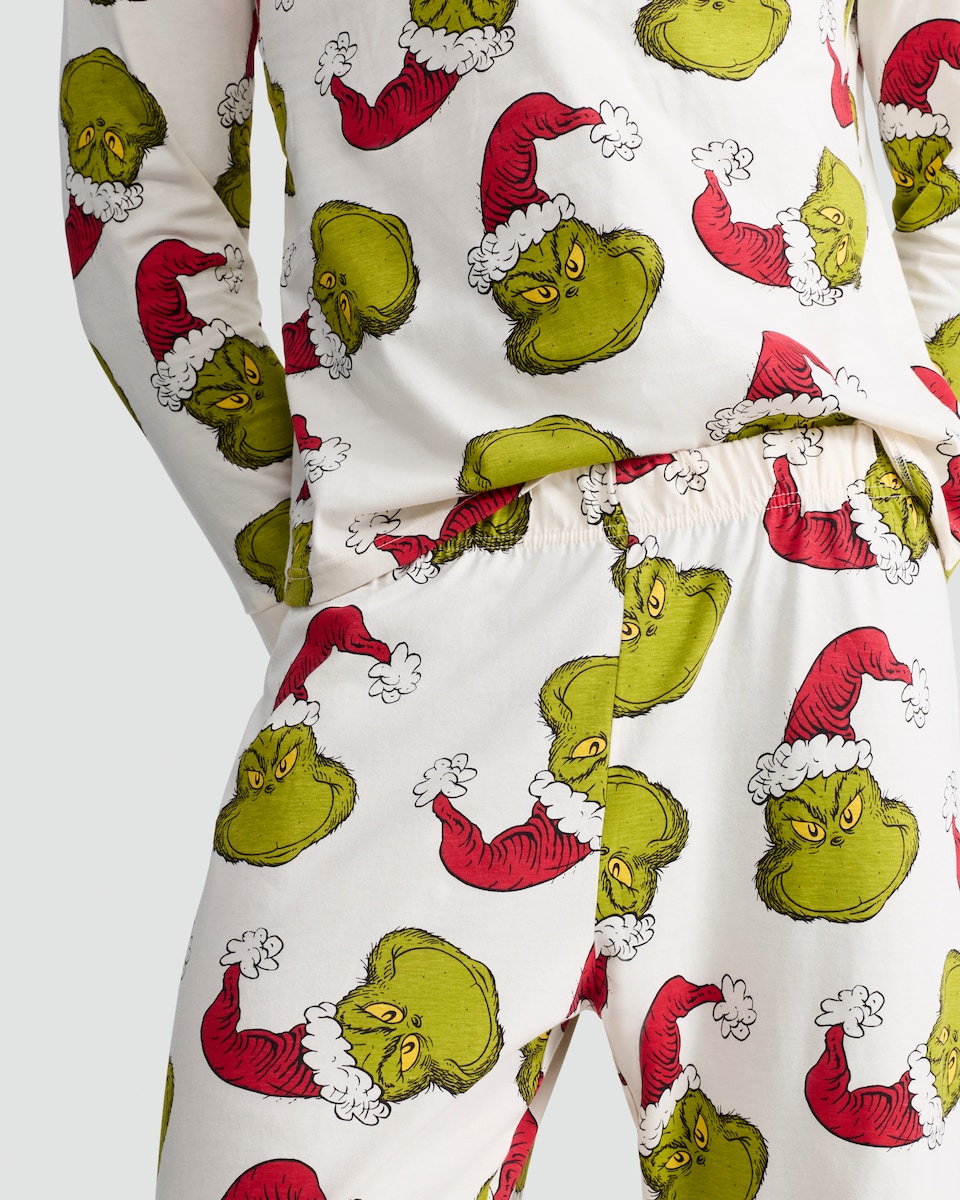image 1 of The Grinch Matching Family Christmas Pyjamas in Stone