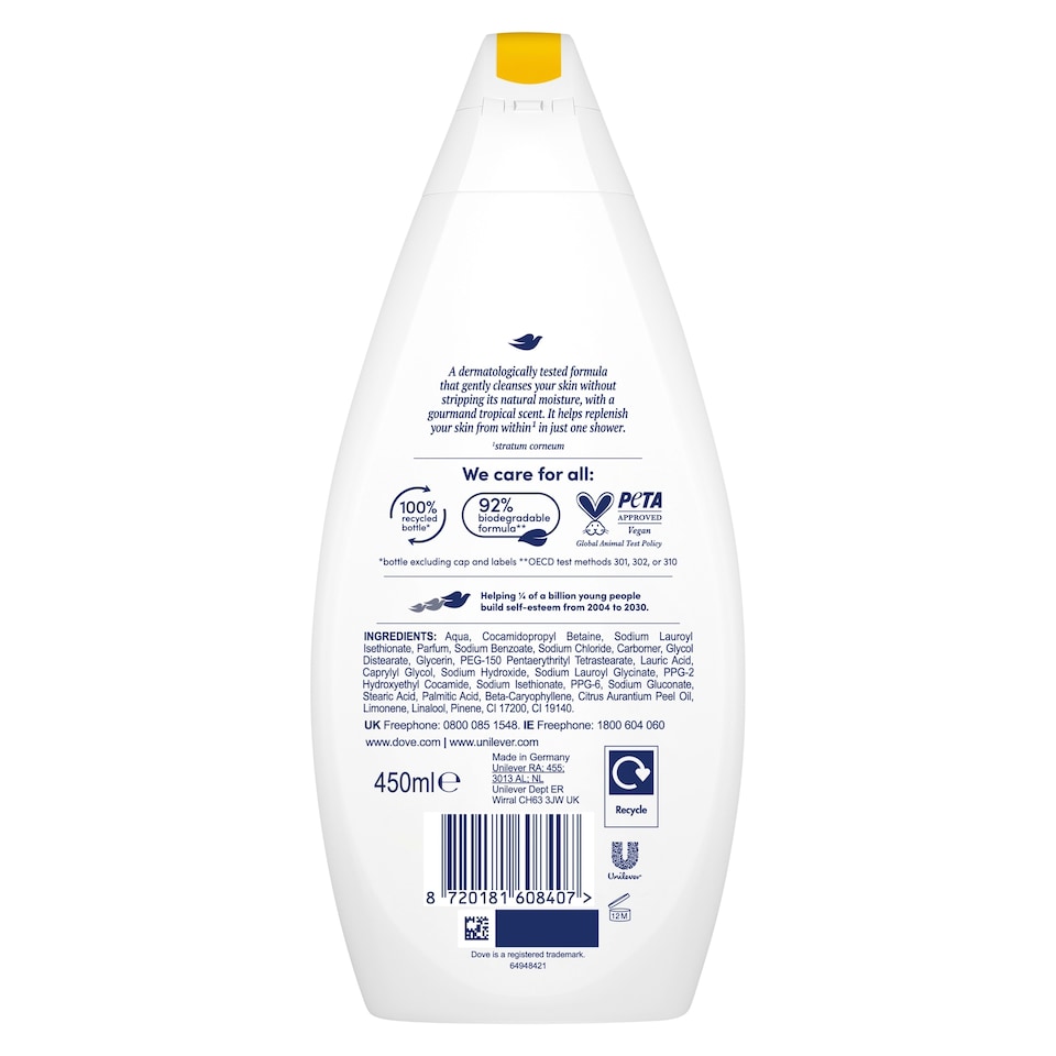 image 1 of Dove Creamy Indulge Body Wash Shower Gel 450 ml
