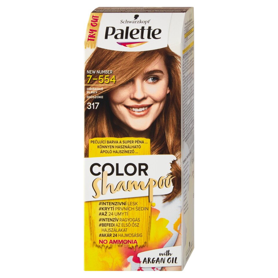 Obrázek 1 pro produkt Schwarzkopf Palette Color Shampoo barva na vlasy Oříškově Plavý 7-554 (317)