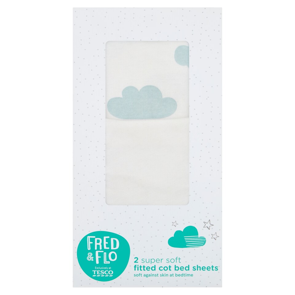 Fred & Flo 2 Pack Cloud Cotbed Fitted Sheets
