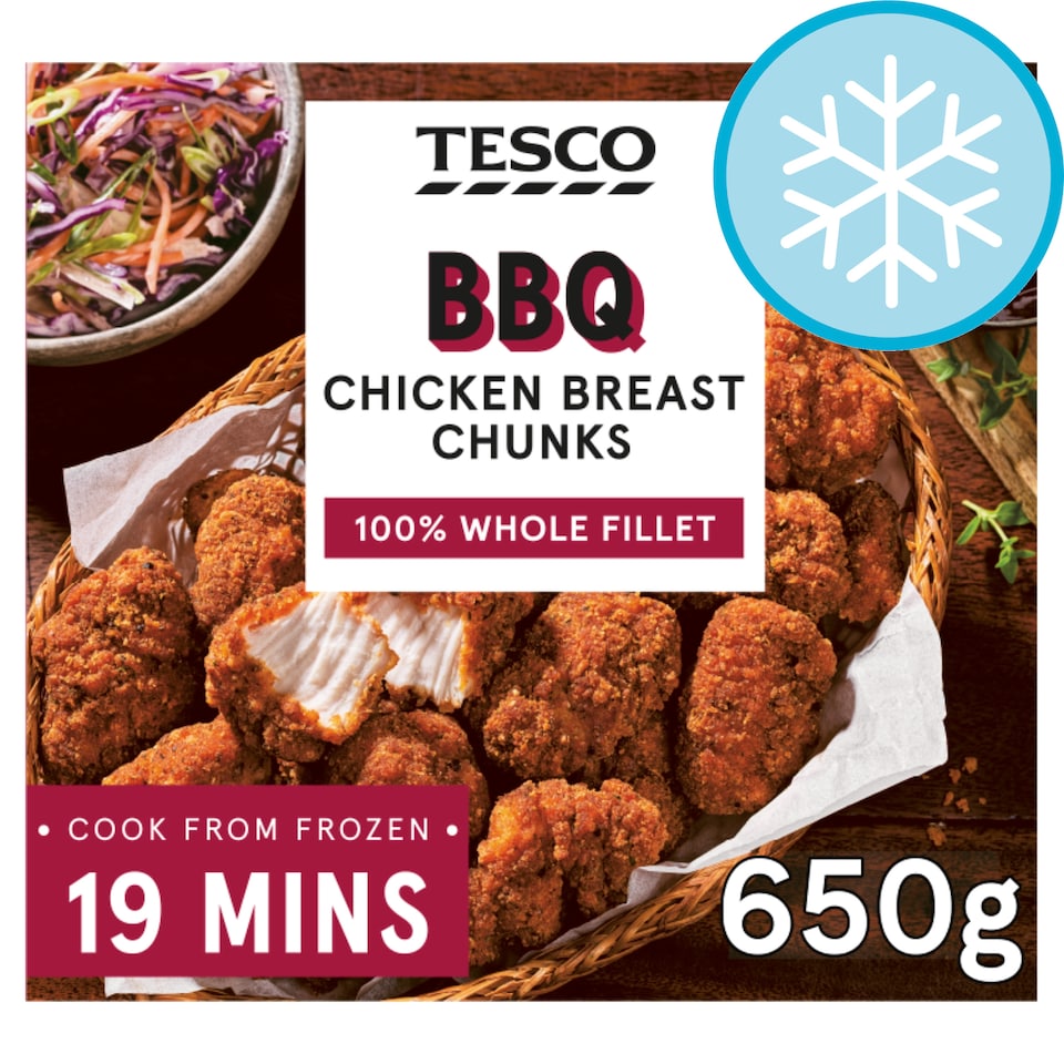 Tesco BBQ Chicken Breast Chunks 650G