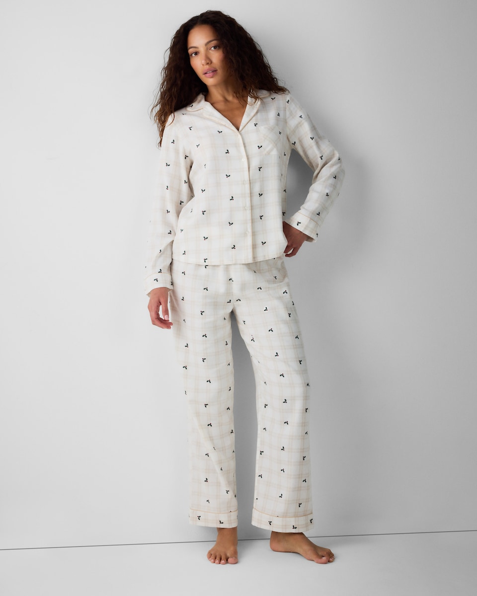 image 1 of Christmas Cotton Rich Checked Holly Revere Matching Family Pyjama Set in Neutral