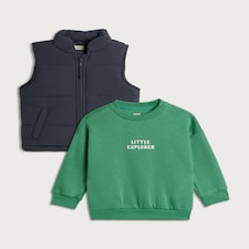 F&F Boys 2-Piece Padded Gilet and Sweatshirt Set in Green
