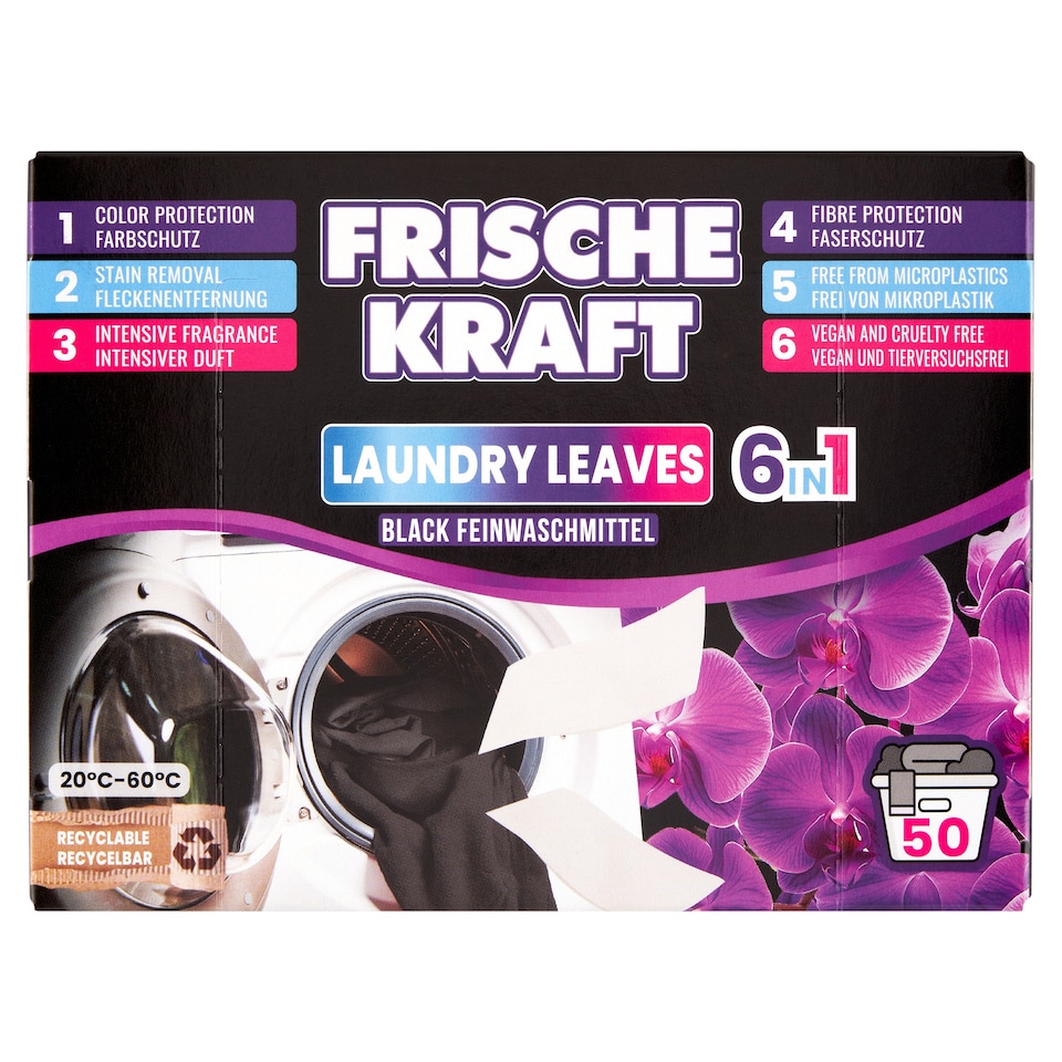 Frische Kraft 6 az 1-ben mosólapok sötét és fekete szövetekhez 50 mosás 200 g