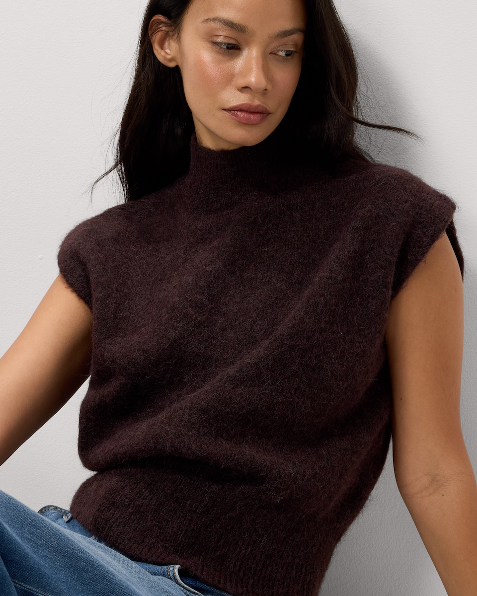 image 1 of F&F High Neck Knitted Vest in Chocolate