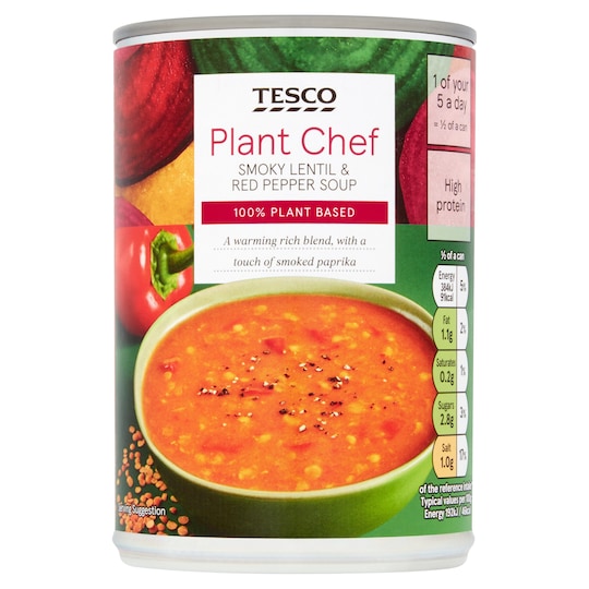 Tesco Plant Chef Lentil & Pepper Soup 400G Tesco Groceries