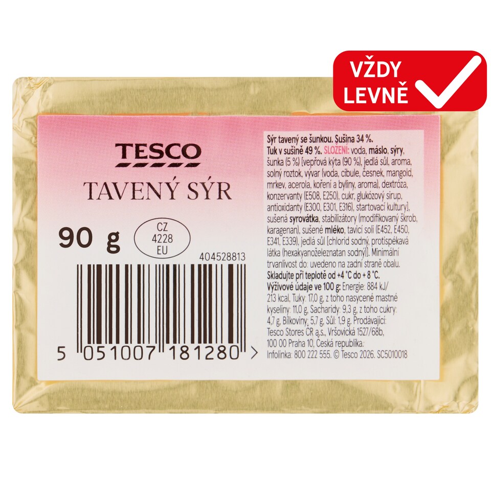Tesco Tavený sýr 90g