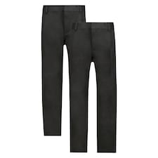 F&F School Boys 2-Pack Slim Fit Trousers in Grey