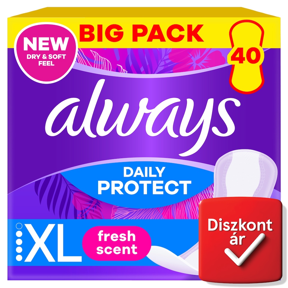 Always Daily Protect Extra hosszúság Friss illattal Tisztasági Betét 40 Darabos Kiszerelés  1. kép