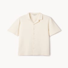 F&F Textured Short Sleeved Collared Shirt in Ecru