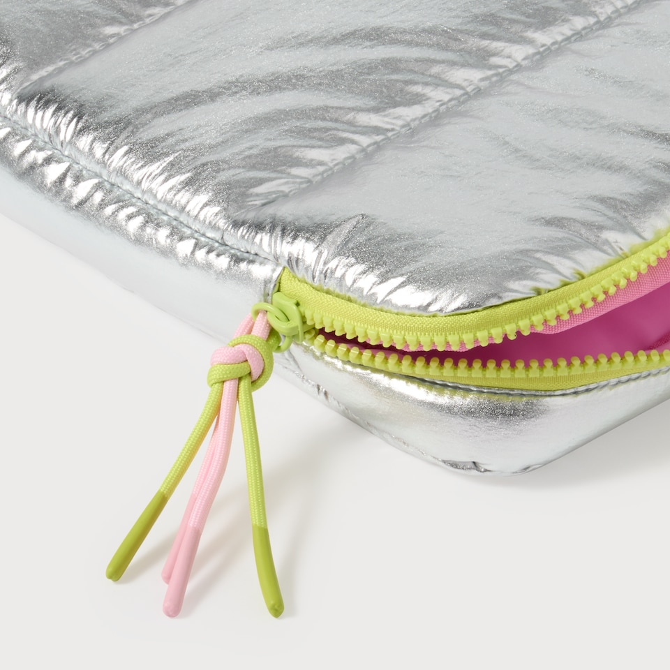 image 1 of Paperchase Something Sweet Padded Silver Laptop Sleeve