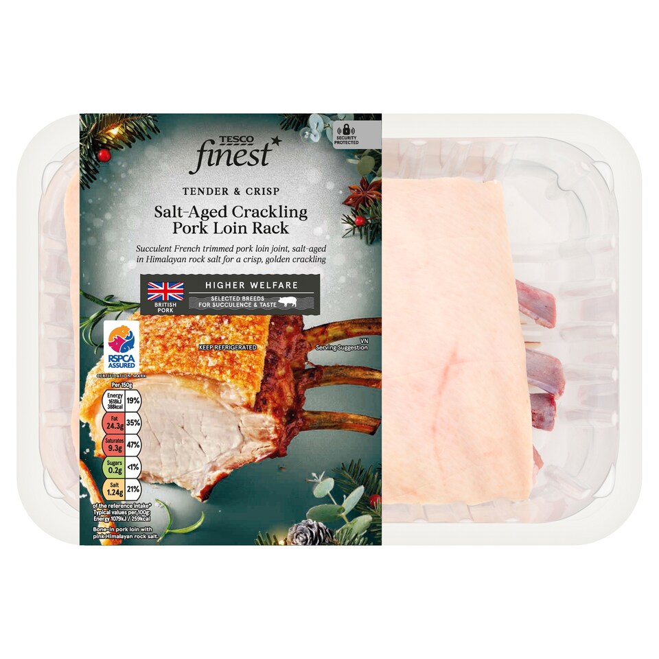 Tesco Finest Salt Aged Crackling Pork Loin Rack